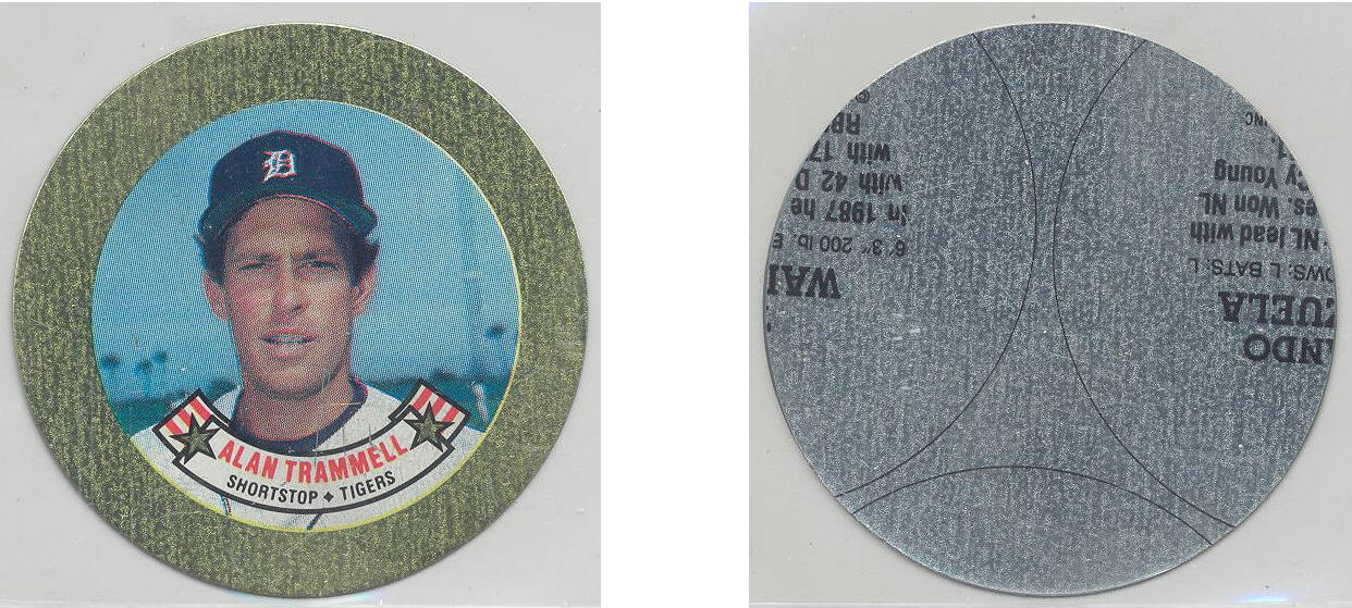 1988 Topps Baseball Coins Metal Proof Discs 030 Alan Trammell